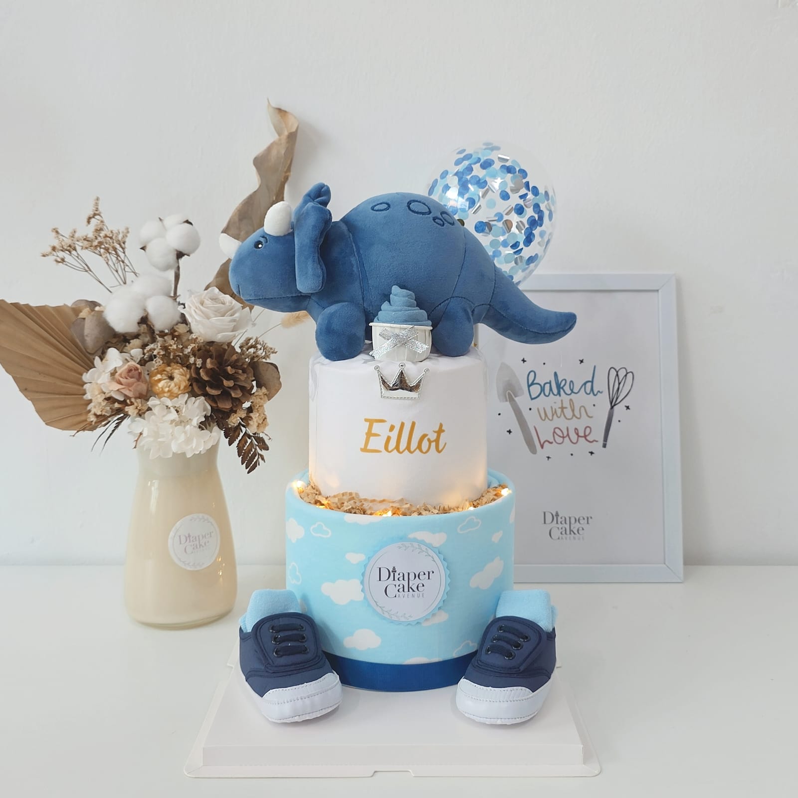 (NEW 2026) Personalised Little Trixie Dino Diaper Cake
