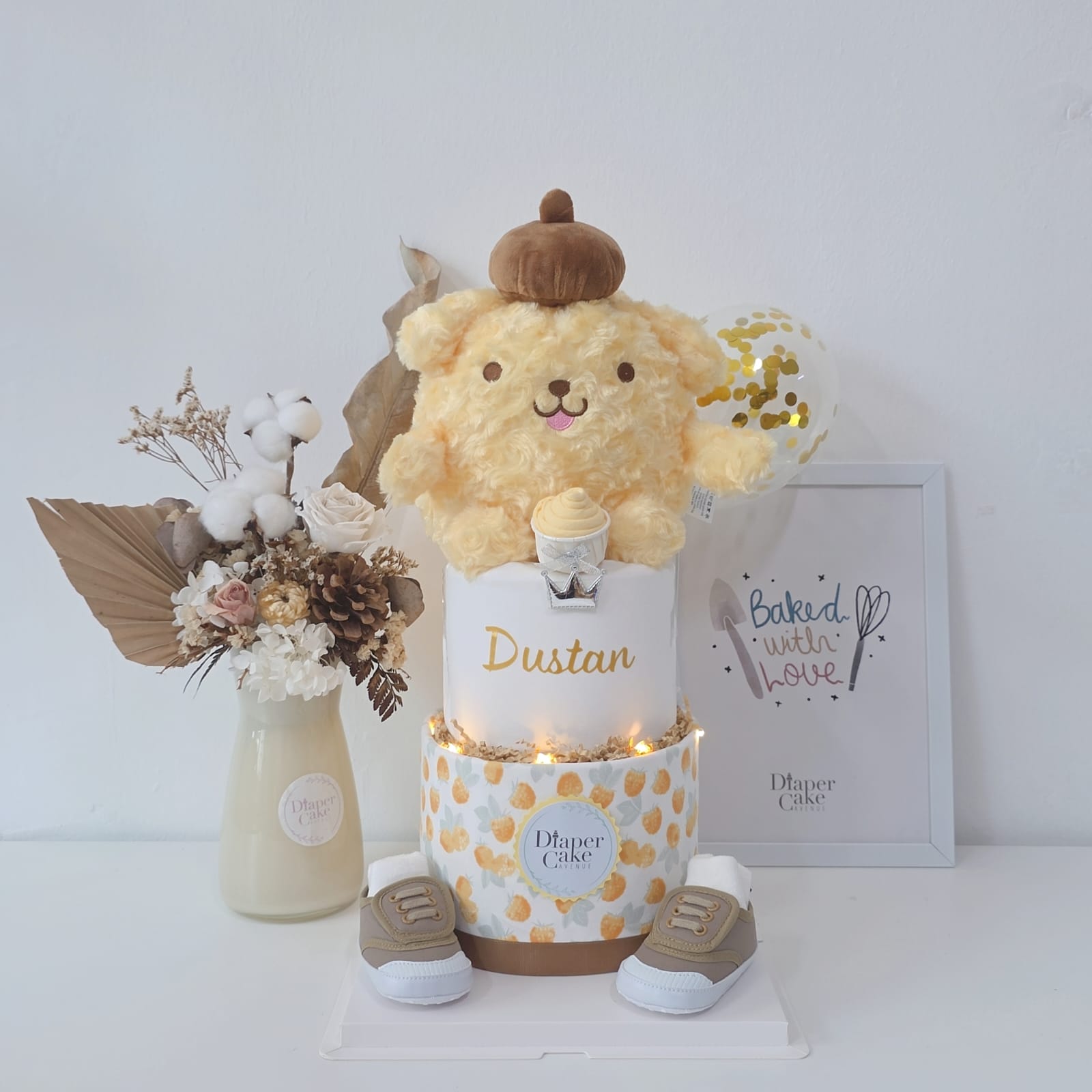 Premium Personalised Pom Pom Purin Diaper Cake