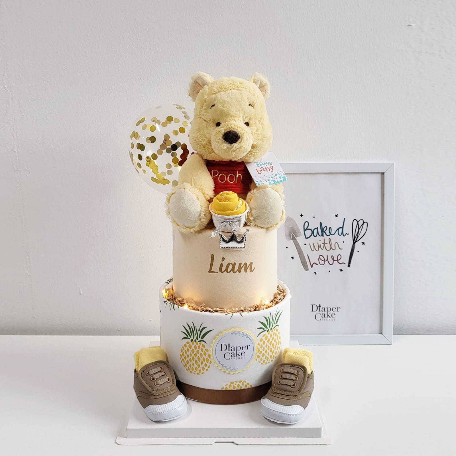 (NEW) Personalised Winnie The Pooh Diaper Cake