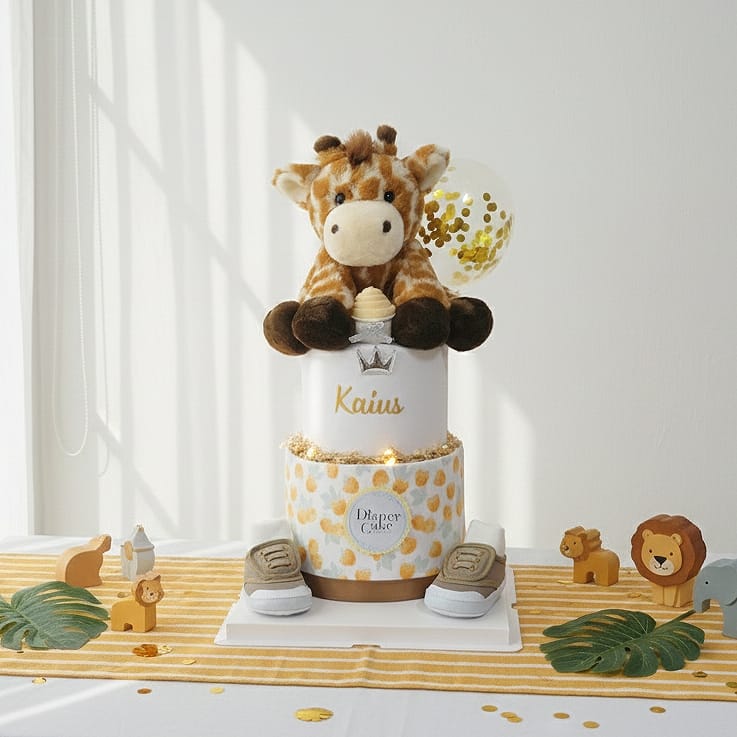 (NEW 2026) Personalised Petite Giraffe Diaper Cake