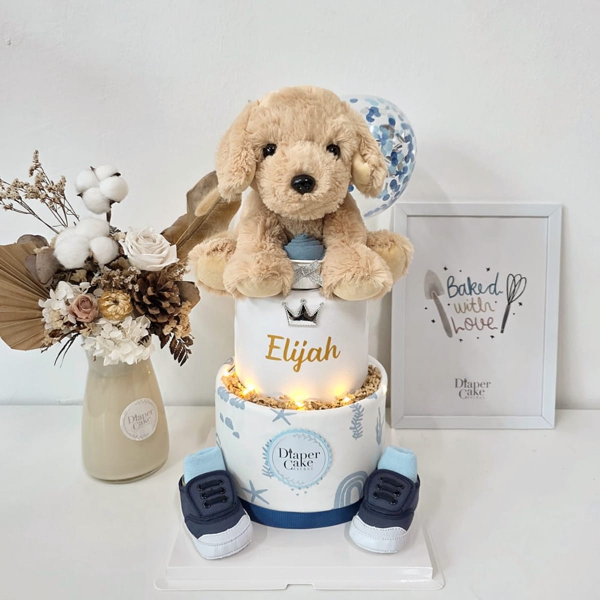 (NEW 2026) Personalised Little Golden Paws Diaper Cake