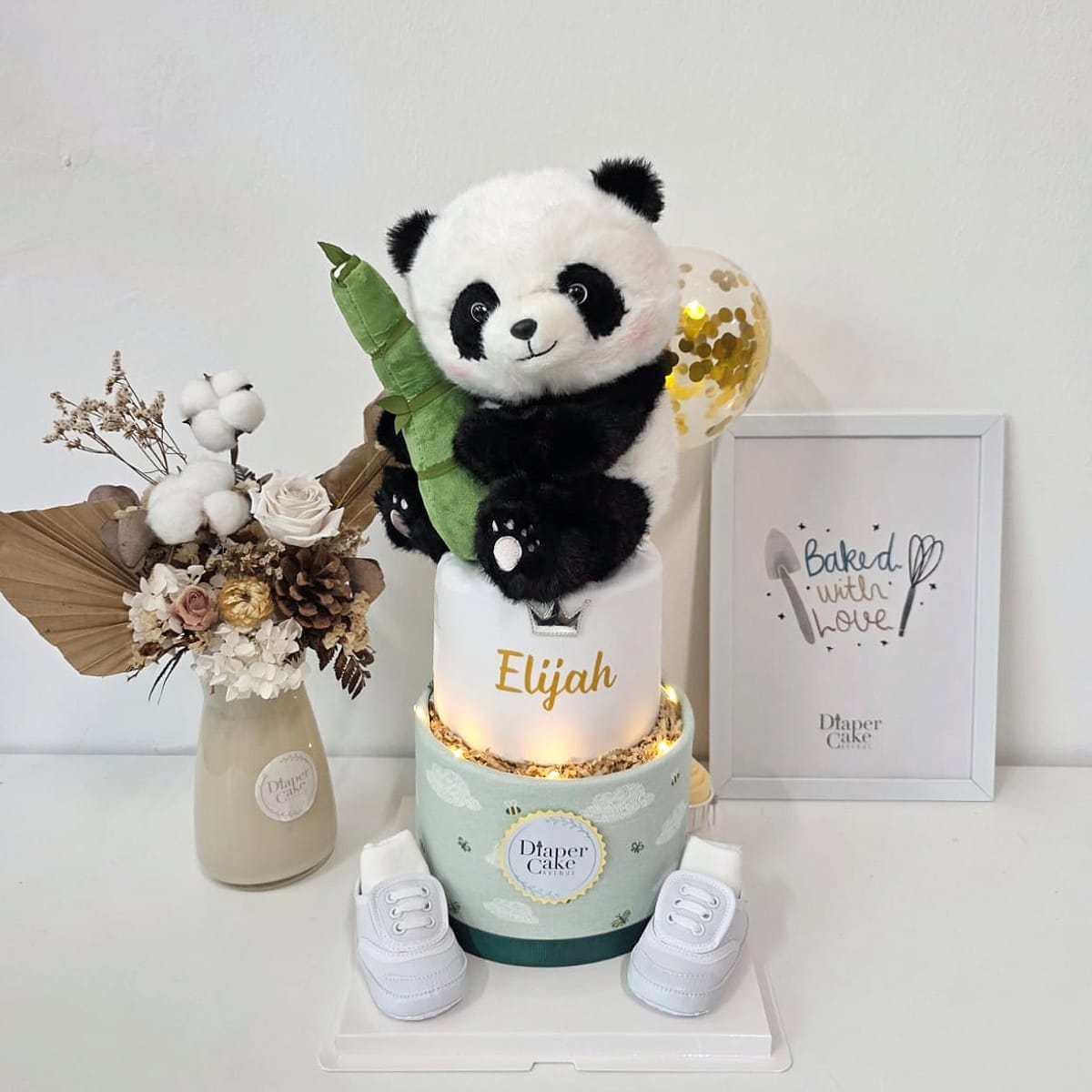 (NEW 2026) Personalised Panda Bliss Diaper Cake