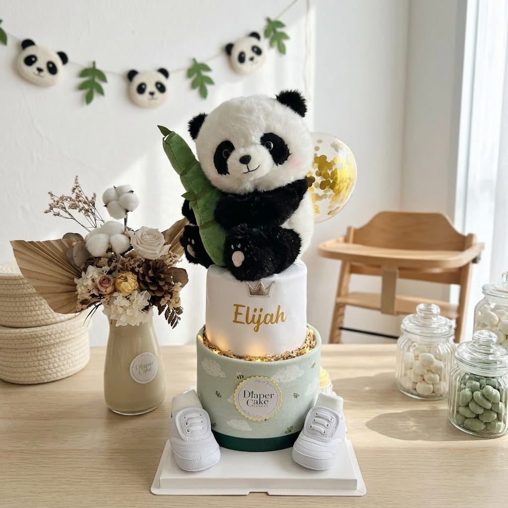 (NEW 2026) Personalised Panda Bliss Diaper Cake