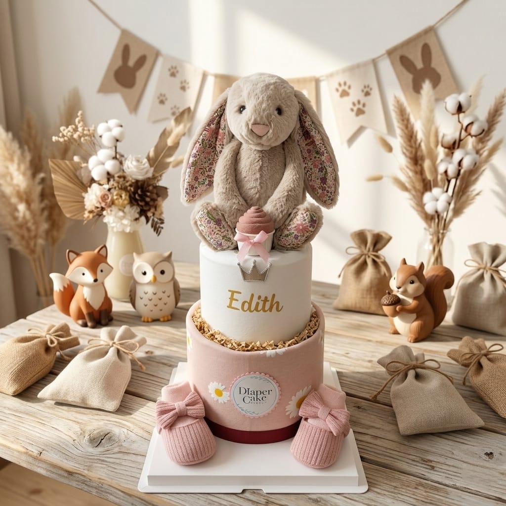 (NEW 2026) Jellycat Blossom Series Bunny Personalised Diaper Cake