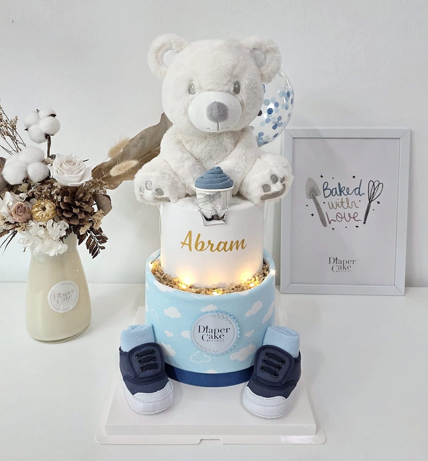 (NEW 2026) Personalised Snowy Polar Diaper Cake