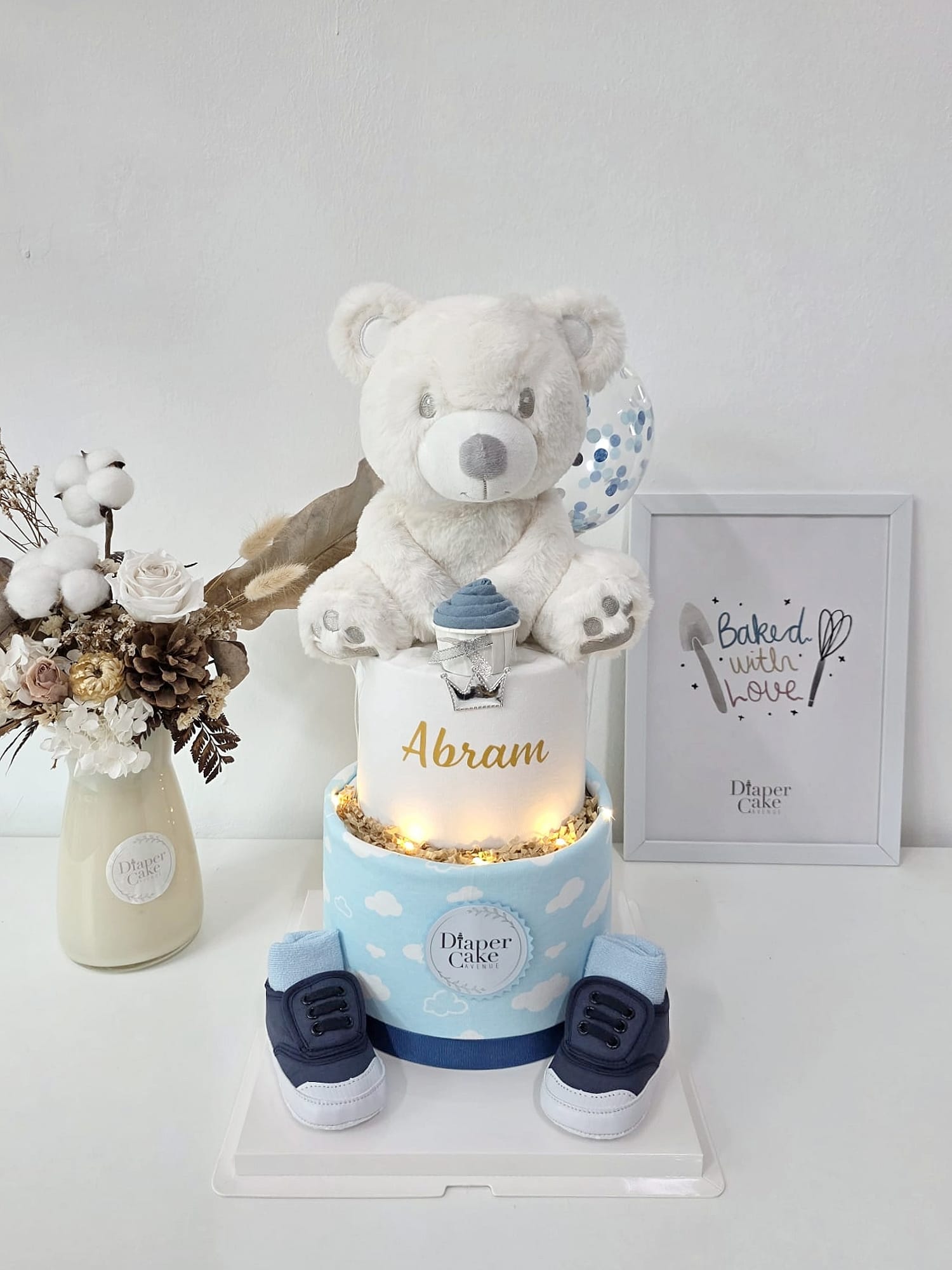 (NEW 2026) Personalised Snowy Polar Diaper Cake