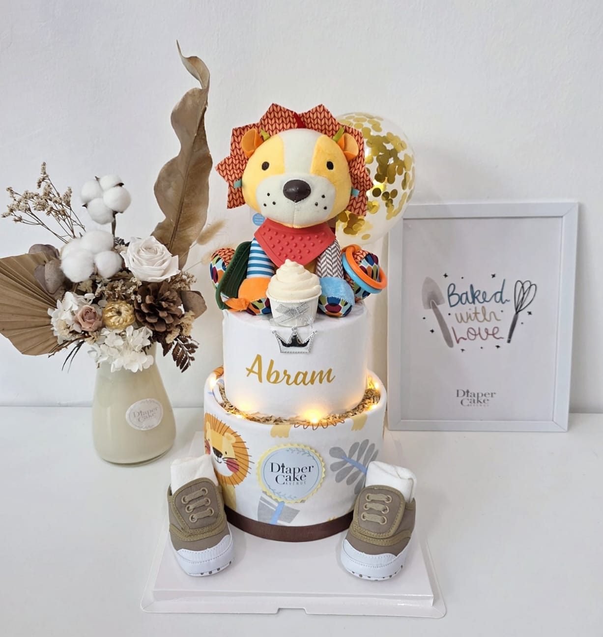 (NEW 2026) Personalised Sensory Lion Diaper Cake
