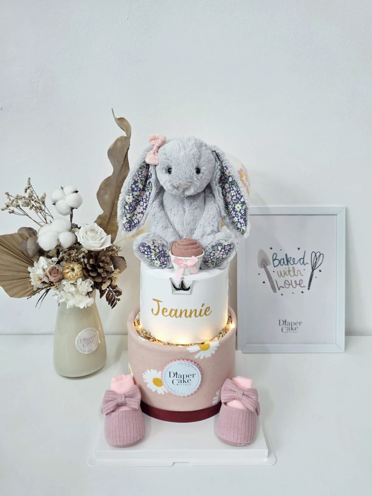 (NEW 2026) Jellycat Blossom Series Bunny Personalised Diaper Cake