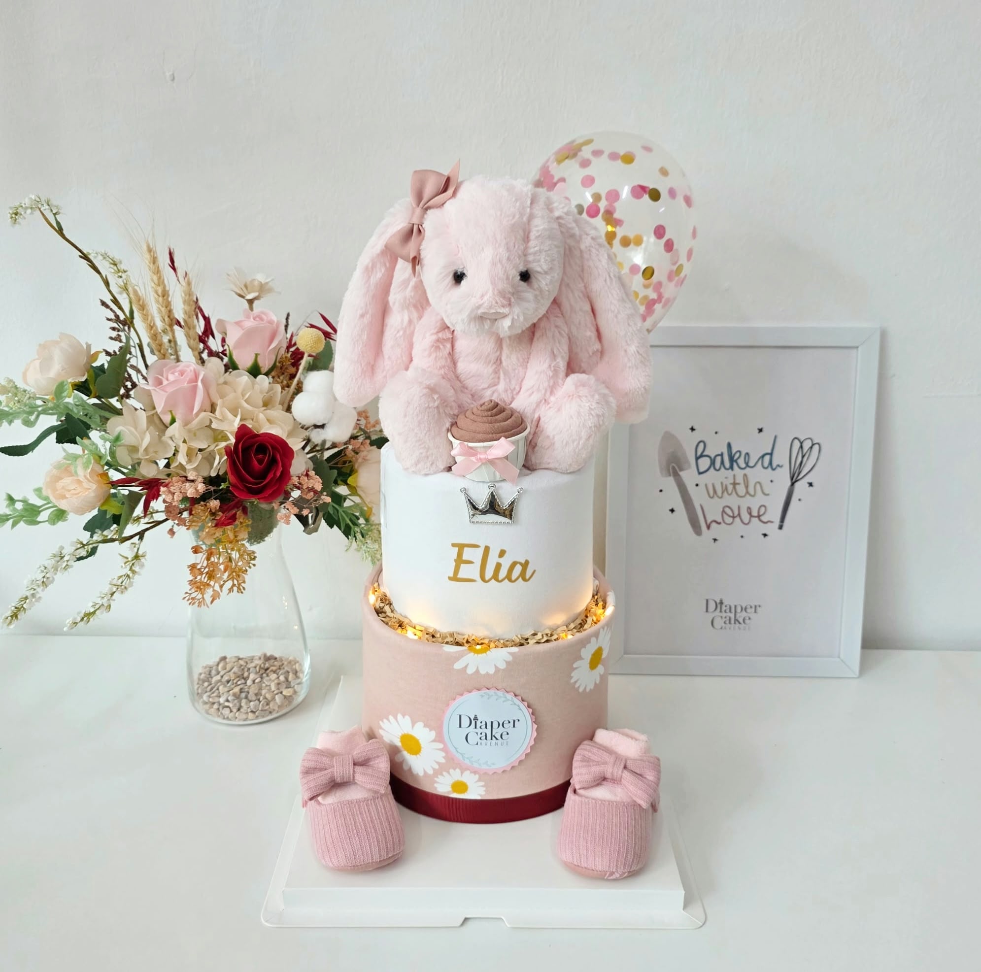 (NEW 2026) Jellycat Bashful Bunny Personalised Diaper Cake